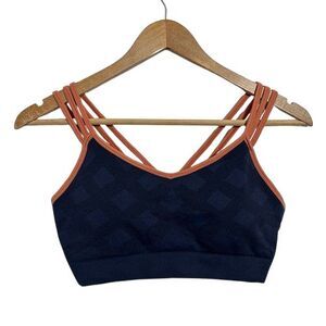 Smartwool Merino Wool Seamless Sports Bra Women's M Blue Pink Straps Lightweight